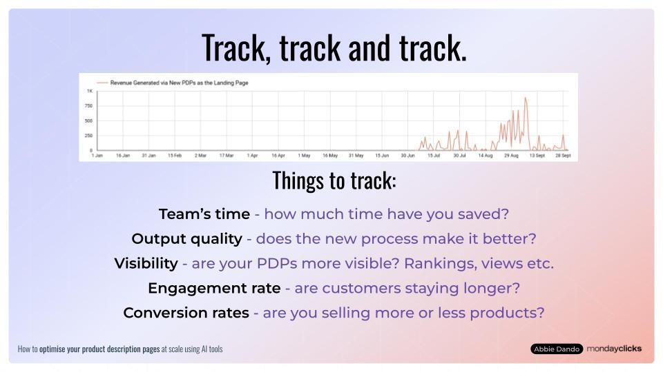 How to optimise product description pages at scale - without burning out - Step 6 Tracking and Review